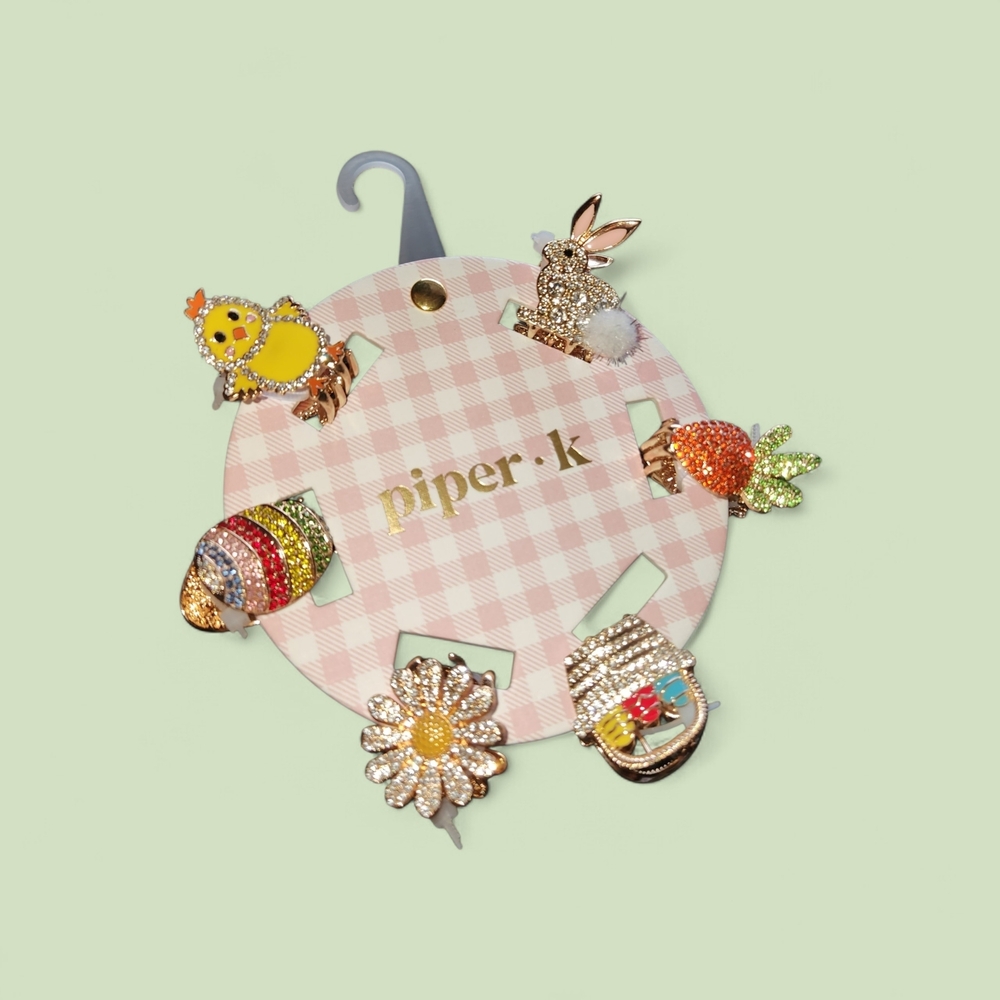 Piper K Easter Themed Rhinestone Hair Clip Set - Picture 3 of 4